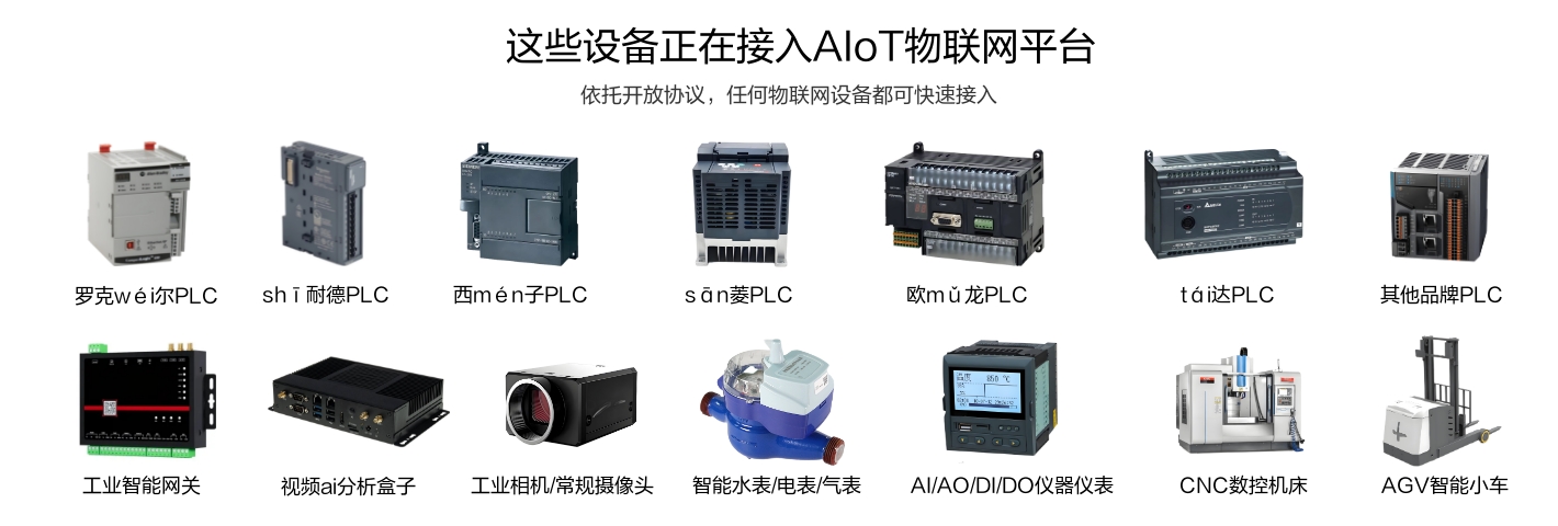 這些工業(yè)生產(chǎn)設(shè)備、PLC設(shè)備、工業(yè)網(wǎng)關(guān)、儀表儀器等正在接入物聯(lián)網(wǎng)平臺(tái)